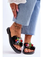 Klapki Z Ozdobnymi Koralikami S.Barski KV-2775-47 Czarne