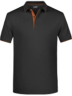 Daiber JN 728 Pánske polo tričko z piké s kontrastným lemom 02.0728 čierna/oranžová