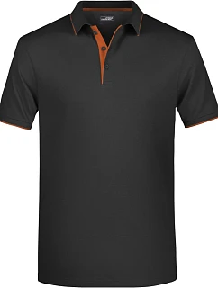 Daiber JN 728 Pánske polo tričko z piké s kontrastným lemom 02.0728 čierna/oranžová