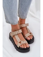 Zdobione Sandały Na Platformie Beżowe Tatellia