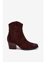 Dámské perforované kotníkové boty Kovbojky Vinceza 58150 Hnědé