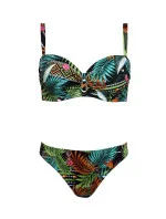 Dámske dvojdielne plavky S730TA1-1 Tahiti 1 čierne s kvetinovým vzorom - Self