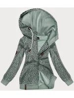 Dámska šedo-zelená mikina na zips so srdiečkovým vzorom (2315) Dámska šedo-zelená mikina na zips so srdiečkovým vzorom (2315)