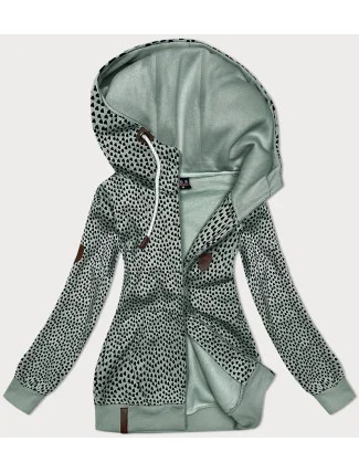 Dámska šedo-zelená mikina na zips so srdiečkovým vzorom (2315) Dámska šedo-zelená mikina na zips so srdiečkovým vzorom (2315)