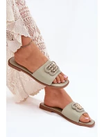 Płaskie Klapki Damskie Z Ozdobnym Detalem Zielone Nenitta