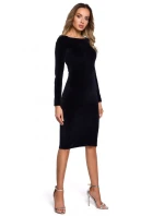 M565 Zamatové ceruzkové šaty - čierne