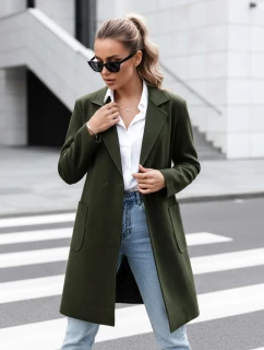 Dámsky nadrozmerný dlhý olivový kabát LINNORE FashionStreet NY0704