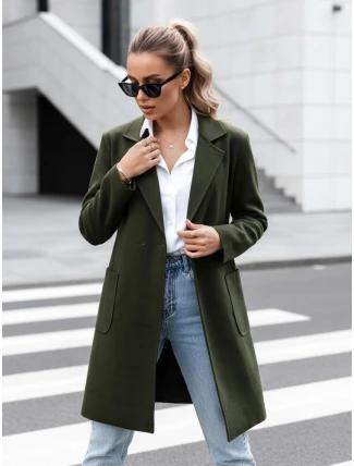 Dámsky nadrozmerný dlhý olivový kabát LINNORE FashionStreet NY0704