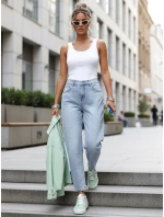 Dámske džínsy s vysokým pásom mom fit modré FashionStreet UY2895
