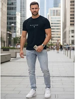 Pánske bavlnené tričko s potlačou BLESSED navy blue FashionStreet NX5124R