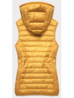 Žltá prešívaná dámska vesta s kapucňou (13072-333)