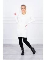 Šaty s ozdobnými volánikmi a kapucňou ecru