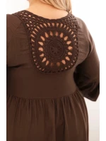 Dámske šaty z viskózy v nadmernej veľkosti so zdobením Azura Brown