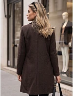 Dámsky klasický jednořadový kabát, hnedý, FashionStreet NY0795 Dámsky klasický jednořadový kabát, hnedý, FashionStreet NY0795