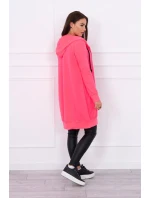 Šaty s kapucňou mikina ružová neónová