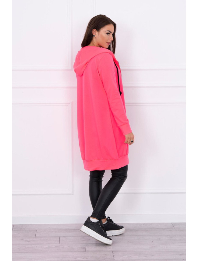 Šaty s kapucňou mikina ružová neónová