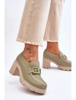 Eleganckie Półbuty Na Słupku Z Ozdobą Zielone Lemar Harmell