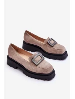 Wygodne Zamszowe Mokasyny Beżowe Agathe