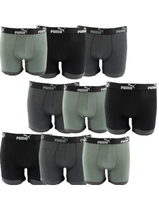 Pánske boxerky Puma 9-Pack Black Grey Khaki Comfortable Cotton
