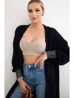 Sveter s vreckami námornícka modrá