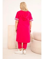 Dámsky bavlnený set s kapucňou a nohavicami v nadmernej veľkosti Fuchsia Dámsky bavlnený set s kapucňou a nohavicami v nadmernej veľkosti Fuchsia