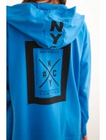 Nevädza modrá bunda s kapucňou nadmernej veľkosti