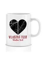 Personalizovaný klasický biely keramický hrnček 300 ml – Dve miesta, jedno srdce Personalizovaný klasický biely keramický hrnček 300 ml – Dve miesta, jedno srdce