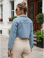 Krátka dámska košeľa s vreckom, džínsovo modrá, FashionStreet TY5691 Krátka dámska košeľa s vreckom, džínsovo modrá, FashionStreet TY5691