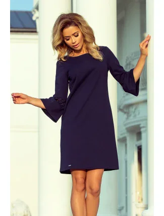 Tmavo modré šaty s čipkou model 6323925