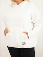 Dámska mikina Plus Size z viskózy s kapucňou a klokaním vreckom, farba ecru Dámska mikina Plus Size z viskózy s kapucňou a klokaním vreckom, farba ecru