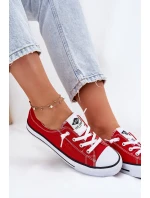 Materiałowe Trampki Damskie Lee Cooper LCW-25-02-3298L Czerwone