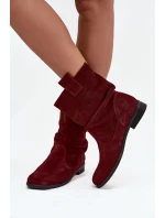 Dámske semišové kožené čižmy s remienkom Zazoo 4210 burgundy Dámske semišové kožené čižmy s remienkom Zazoo 4210 burgundy