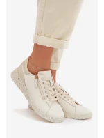 Kožené dámské polobotky se zipem béžové Dorothea