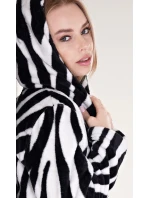Dámsky krátky župan s kapucňou Zebra