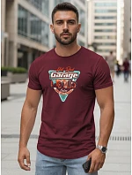Pánske bavlnené tričko s potlačou HOT ROD GARAGE bordová FashionStreet NX5093R Pánske bavlnené tričko s potlačou HOT ROD GARAGE bordová FashionStreet NX5093R