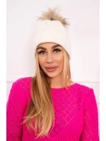 Fleecová kockovaná čiapka K226 ecru