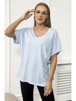 Bavlnená blúzka s vreckami modrá