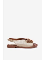 Sandały Damskie Na Płaskim Obcasie Z Ozdobą Złote Setorina