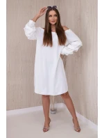 Španielske šaty s ozdobnými rukávmi ecru