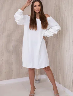 Španielske šaty s ozdobnými rukávmi ecru