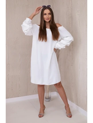 Španielske šaty s ozdobnými rukávmi ecru