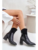 Ocieplane Botki Damskie Na Obcasie Słupku Czarne Relabina