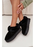 Skórzane Zamszowe Śniegowce Damskie Z Futerkiem Czarne Mivelle