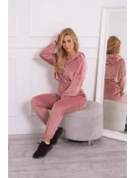Velúrová súprava s kapucňou tmavo púdrovo ružová Velúrová súprava s kapucňou tmavo púdrovo ružová