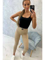 Rebrované legíny béžové