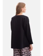 B304 Pletený sveter s výstrihom do V - čierny