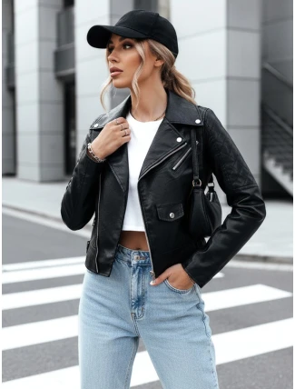 Dámska kožená bunda ERIETA black FashionStreet TY4197