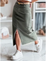 Džínsová maxi sukňa s rozparkom MIDIWAY zelená FashionStreet CY0489 Džínsová maxi sukňa s rozparkom MIDIWAY zelená FashionStreet CY0489