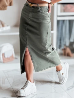 Džínsová maxi sukňa s rozparkom MIDIWAY zelená FashionStreet CY0489