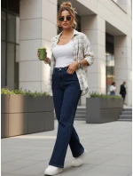Dámske džínsy s vysokým pásom tmavomodré FashionStreet UY2899